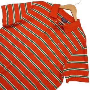 Vintage Polo Jeans Co. Men’s Striped Polo Shirt XL Orange Green Ralph Lauren EUC